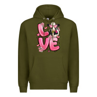 Army Green love cow valentine's day Premium Hoodie - MaliasSmallBusiness