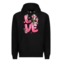 Black love cow valentine's day Premium Hoodie - MaliasSmallBusiness