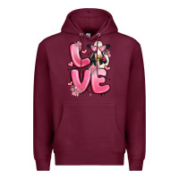 Burgundy love cow valentine's day Premium Hoodie - MaliasSmallBusiness