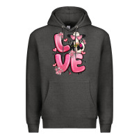 Charcoal Heather love cow valentine's day Premium Hoodie - MaliasSmallBusiness
