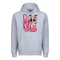 Heather Grey love cow valentine's day Premium Hoodie - MaliasSmallBusiness