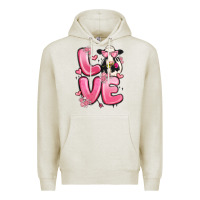 Oatmeal Heather love cow valentine's day Premium Hoodie - MaliasSmallBusiness