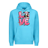Ocean Blue love cow valentine's day Premium Hoodie - MaliasSmallBusiness