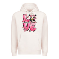 Pale Pink love cow valentine's day Premium Hoodie - MaliasSmallBusiness