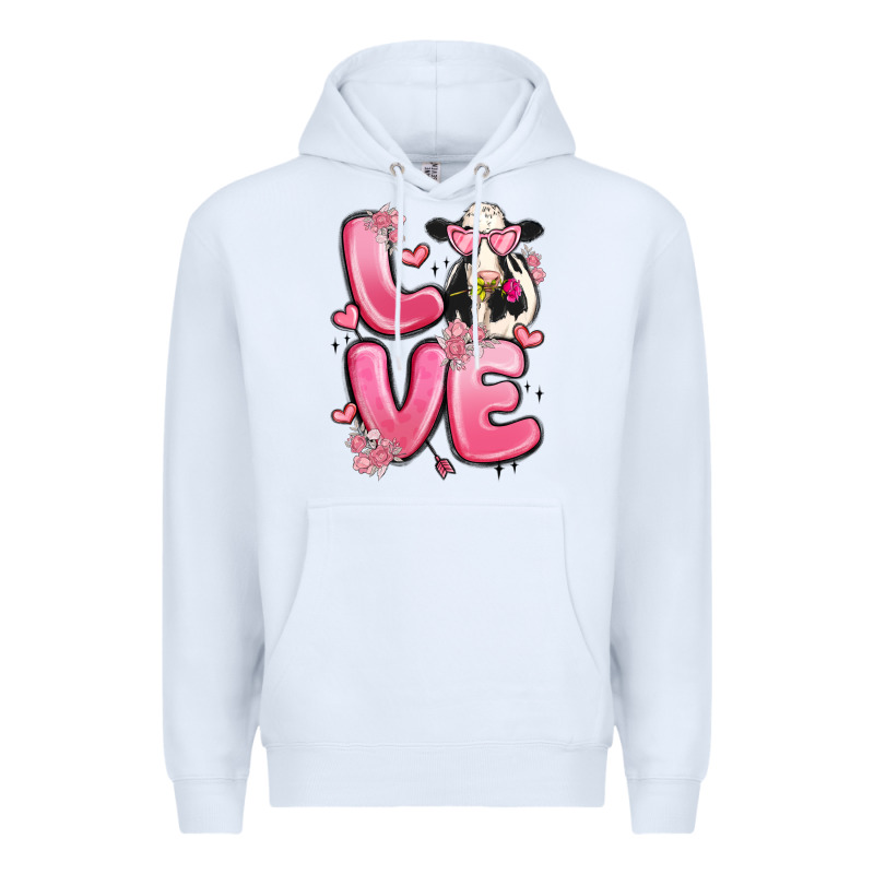 Love Cow Valentine's Day Premium Hoodie by MaliasSmallBusiness | Teevron