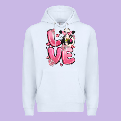 Love Cow Valentine's Day Premium Hoodie Designed By Maliassmallbusiness