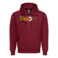 Burgundy Let's Get Spooky Zipper Hoodie - CowhideDigitalArt