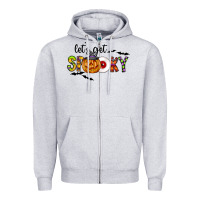 Heather Grey Let's Get Spooky Zipper Hoodie - CowhideDigitalArt