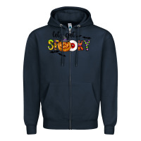Navy Let's Get Spooky Zipper Hoodie - CowhideDigitalArt