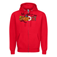 Red Let's Get Spooky Zipper Hoodie - CowhideDigitalArt