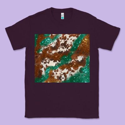 Brown Cowhide Glitter Classic Tee Designed By Barkaloodesign