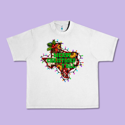 Merry Christmas Y'all Texas Map Urban Heavy Tee Designed By Barkaloodesign