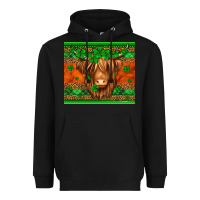 Black st patricks day long haired cow Heavyweight Hoodie - Jasminsmagicworld