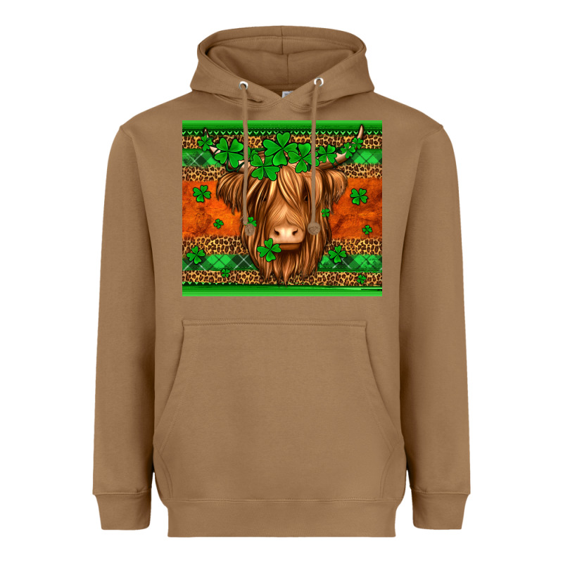 St Patricks Day Long Haired Cow Heavyweight Hoodie by Jasminsmagicworld | Teevron