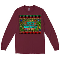 Burgundy feliz navidad Long Sleeve Tee - RanaPortraitStore