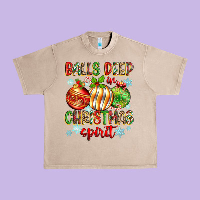 Balls Deep In Christmas Spirit Urban Heavy Tee Designed By Zillion Design Studio