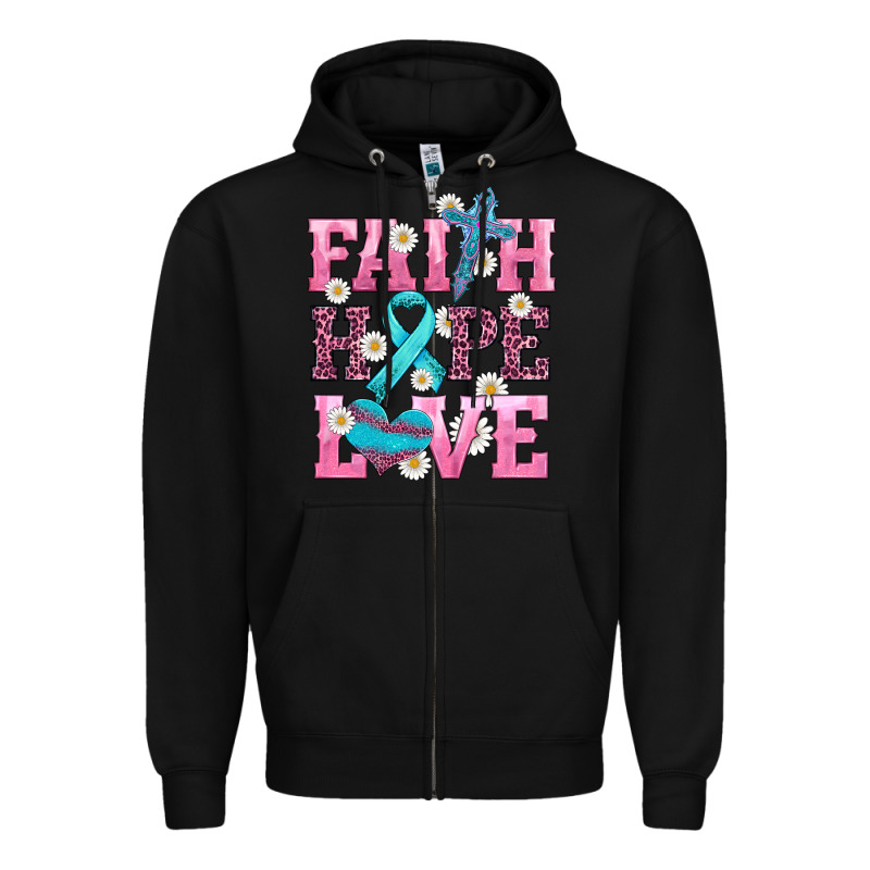 Faith Hope Love  Cross And Ribbon Zipper Hoodie by HRA Design Shop | Teevron