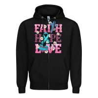 Black faith hope love  cross and ribbon Zipper Hoodie - HRA Design Shop
