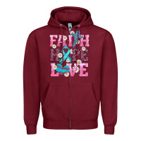 Burgundy faith hope love  cross and ribbon Zipper Hoodie - HRA Design Shop