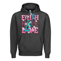 Charcoal Heather faith hope love  cross and ribbon Zipper Hoodie - HRA Design Shop