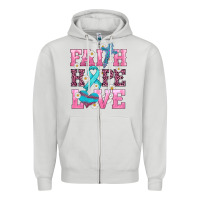 Dove Grey faith hope love  cross and ribbon Zipper Hoodie - HRA Design Shop