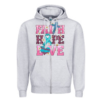 Heather Grey faith hope love  cross and ribbon Zipper Hoodie - HRA Design Shop