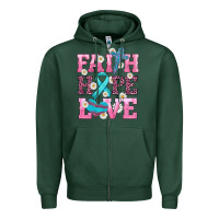 Sports Green faith hope love  cross and ribbon Zipper Hoodie - HRA Design Shop