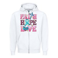 White faith hope love  cross and ribbon Zipper Hoodie - HRA Design Shop