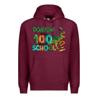 Burgundy roaring into 100 day of school Premium Hoodie - MaliasSmallBusiness