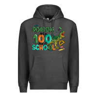 Charcoal Heather roaring into 100 day of school Premium Hoodie - MaliasSmallBusiness