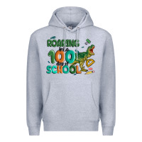 Heather Grey roaring into 100 day of school Premium Hoodie - MaliasSmallBusiness