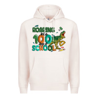 Pale Pink roaring into 100 day of school Premium Hoodie - MaliasSmallBusiness