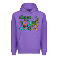 Purple roaring into 100 day of school Premium Hoodie - MaliasSmallBusiness
