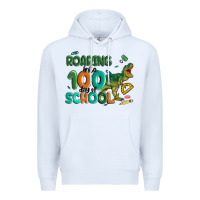 White roaring into 100 day of school Premium Hoodie - MaliasSmallBusiness