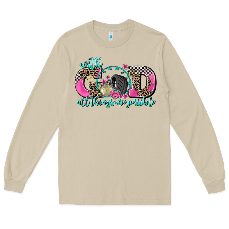With God All Things Are Possible Race Long Sleeve Tee by AdoDesignShop | Teevron