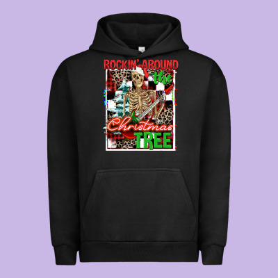 Rockin' Around The Christmas Tree Skeleton Urban Hoodie Designed By Nancycooperartshop
