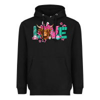 Black love easter floral longhaired cow Heavyweight Hoodie - Jasminsmagicworld