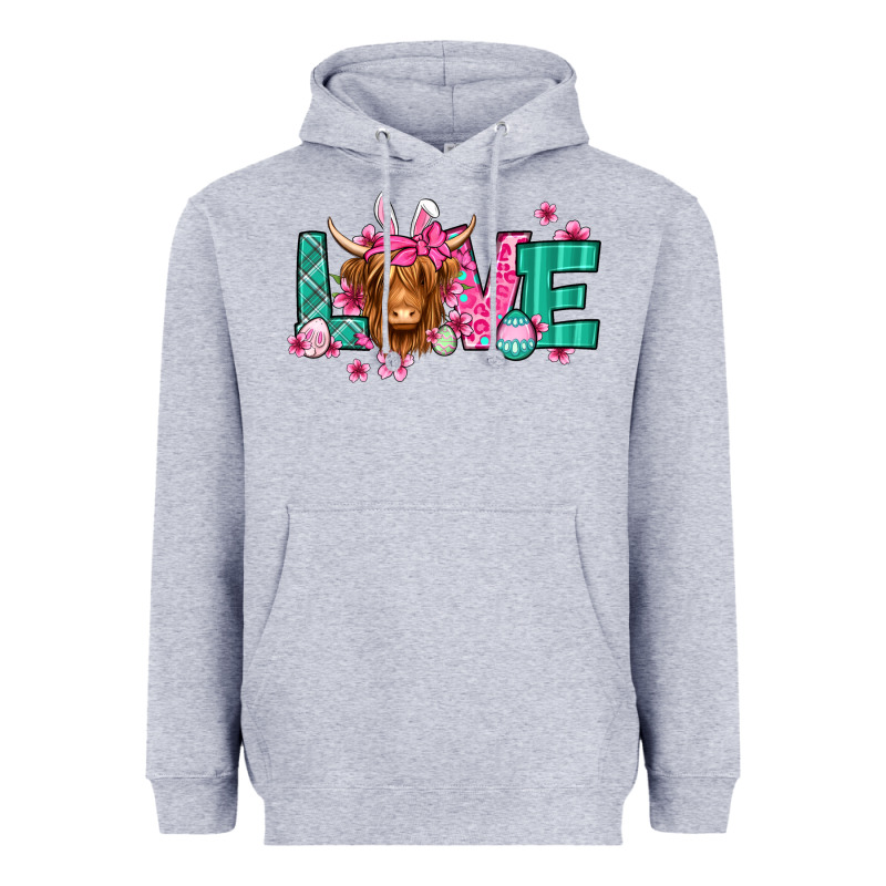 Love Easter Floral Longhaired Cow Heavyweight Hoodie by Jasminsmagicworld | Teevron