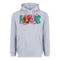 Heather Grey love easter floral longhaired cow Heavyweight Hoodie - Jasminsmagicworld