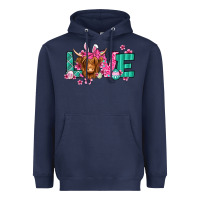 Navy love easter floral longhaired cow Heavyweight Hoodie - Jasminsmagicworld