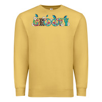 Antique Gold groovy with peace  sign flowers Premium Sweatshirt - Artiststas