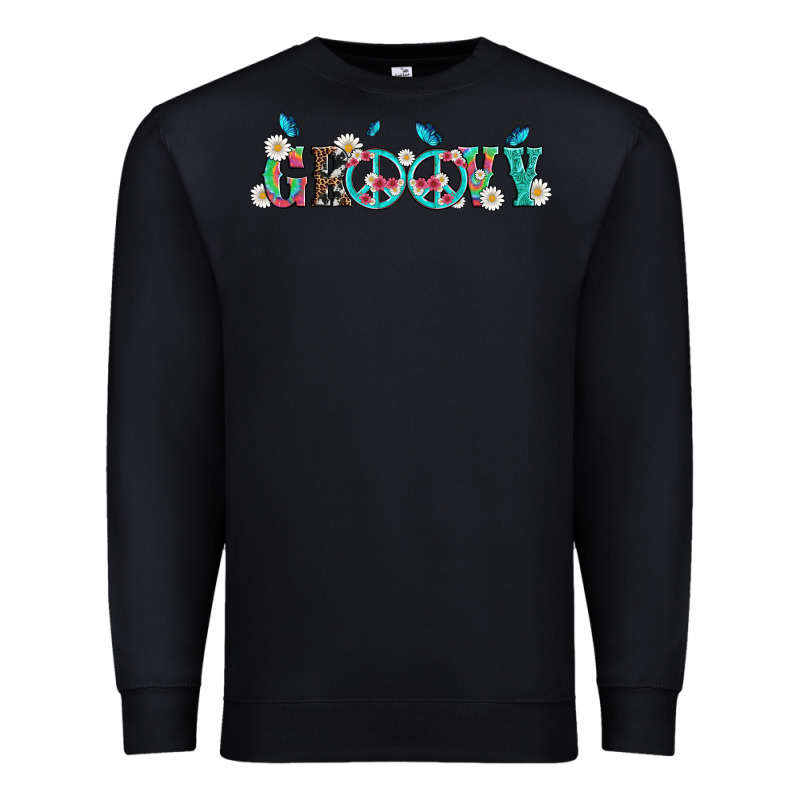 Groovy With Peace  Sign Flowers Premium Sweatshirt by Artiststas | Teevron