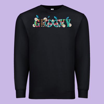Groovy With Peace  Sign Flowers Premium Sweatshirt Designed By Artiststas