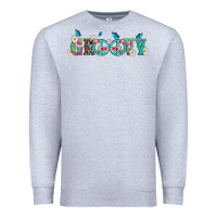 Heather Grey groovy with peace  sign flowers Premium Sweatshirt - Artiststas