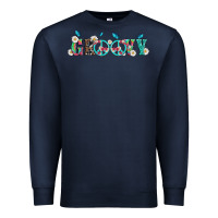Navy groovy with peace  sign flowers Premium Sweatshirt - Artiststas
