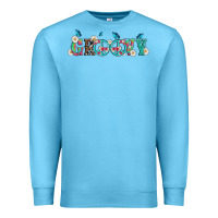 Ocean Blue groovy with peace  sign flowers Premium Sweatshirt - Artiststas