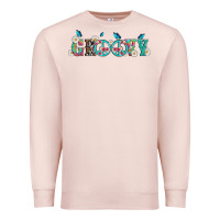 Pale Pink groovy with peace  sign flowers Premium Sweatshirt - Artiststas