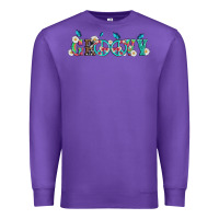 Purple groovy with peace  sign flowers Premium Sweatshirt - Artiststas