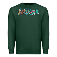 Sports Green groovy with peace  sign flowers Premium Sweatshirt - Artiststas