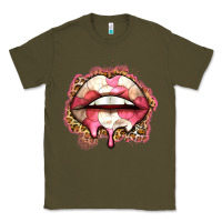 Army Green volleyball lips Classic Tee - Zillion Design Studio
